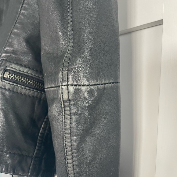 All Saints Cargo Black Leather Motorcycle Jacket - Picture 12 of 16